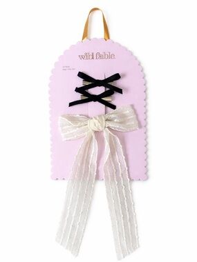 Wild Fable Black Velvet Bow Clips with Ivory Lace Bow Hair Set